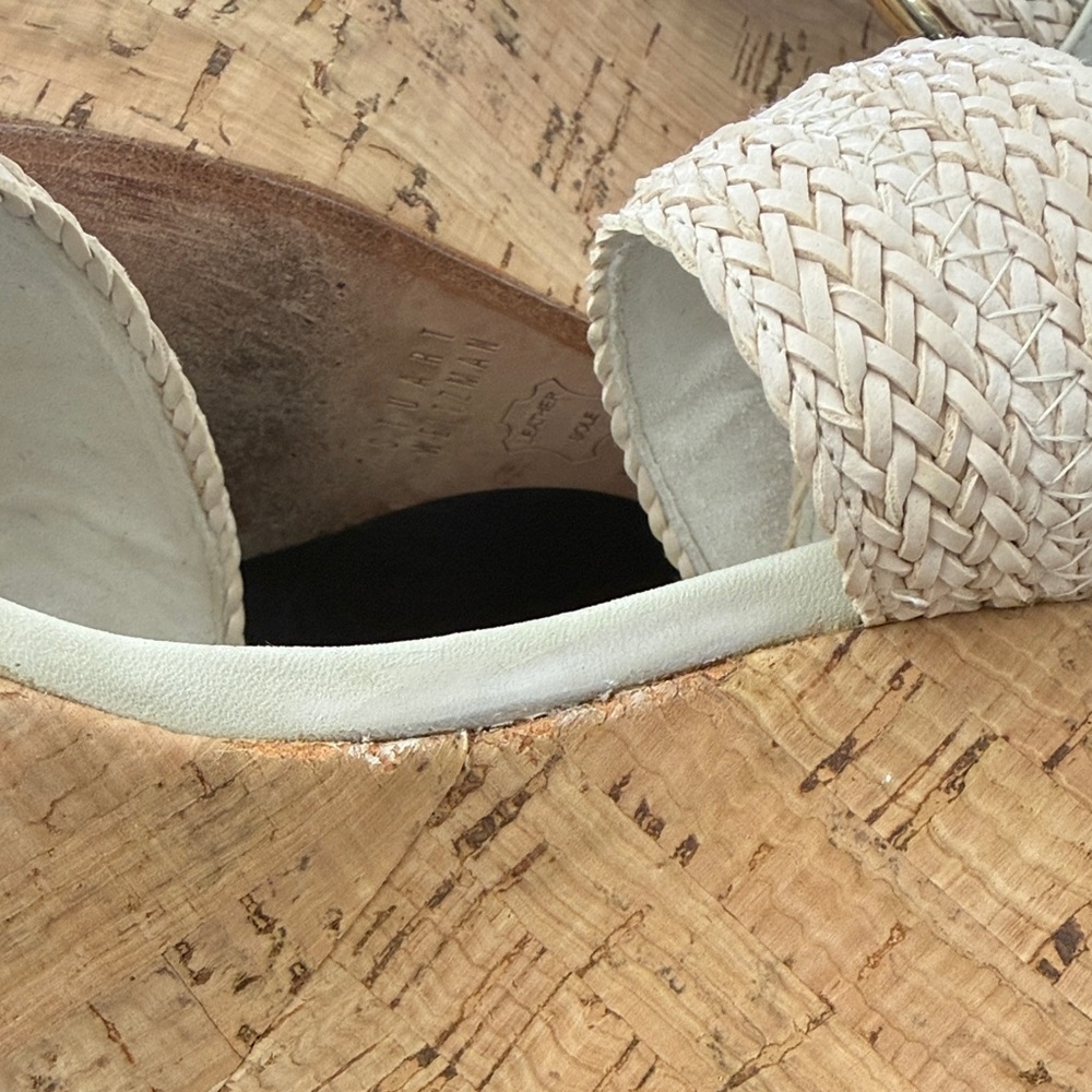 Stuart Weitzman Size 5 Cream Braided Wedge Sandals - Picture 11 of 11